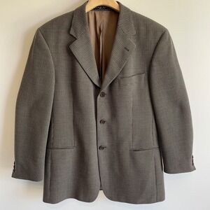 Hugo Boss Einstein Blazer Adam Ross Custom 40S Taupe Houndstooth Wool Made USA